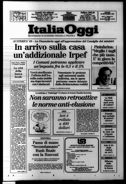 Italia oggi : quotidiano di economia finanza e politica